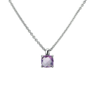 collier amethist 41 + 4 cm zilver gerhodineerd