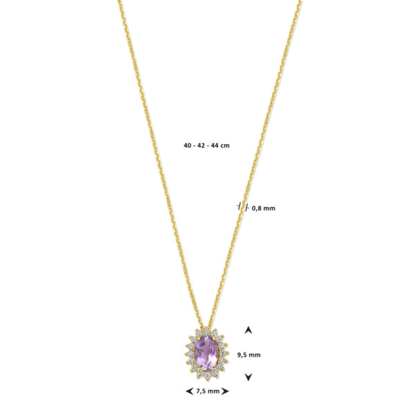 collier amethist en zirkonia 40 - 42 - 44 cm 14K geelgoud - Afbeelding 4
