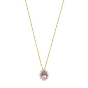 collier amethist en zirkonia 40 - 42 - 44 cm 14K geelgoud