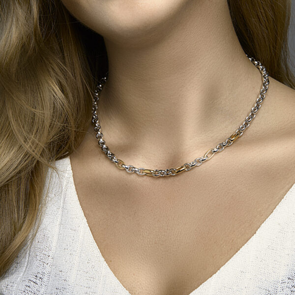 collier anker 6,5 mm 45 cm goud met zilver - Afbeelding 2