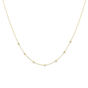 collier anker en bolletjes 1,0 mm 42 - 44 - 46 cm 14K geelgoud
