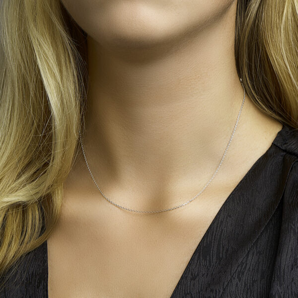 collier anker gediamanteerd 1,1 mm 41 + 4 cm 14K witgoud - Afbeelding 2