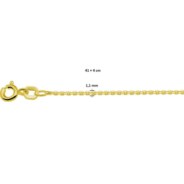 collier anker gediamanteerd 1,1 mm 41 + 4 cm 3 micron zilver verguld (geel) - Afbeelding 3