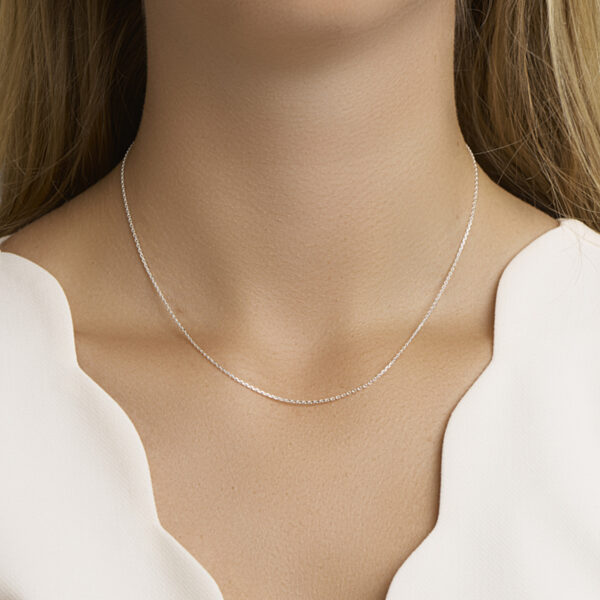 collier anker gediamanteerd 1,1 mm 41 + 4 cm zilver wit - Afbeelding 2