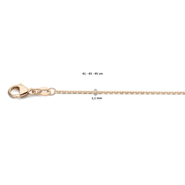 collier anker gediamanteerd 1,1 mm 41 - 43 - 45 cm 18K roségoud - Afbeelding 4