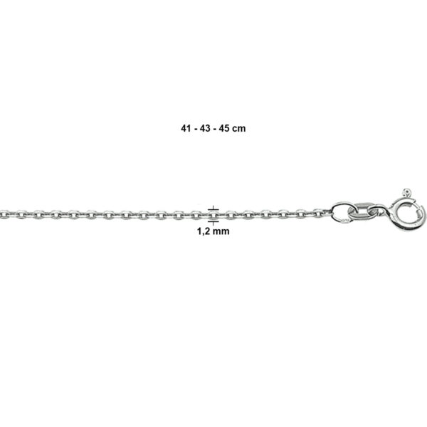 collier anker plat 1,2 mm 41 - 43 - 45 cm 14K witgoud - Afbeelding 2