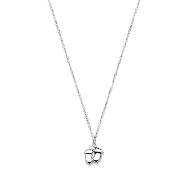 collier baby voetjes 41 - 43 - 45 cm zilver gerhodineerd
