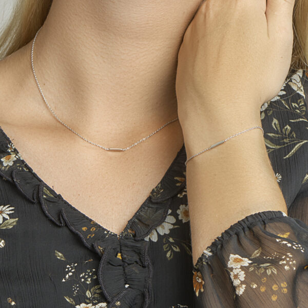 collier balkje 41 + 4 cm zilver gerhodineerd - Afbeelding 3