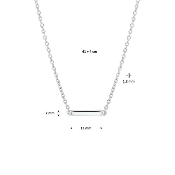collier balkje 41 + 4 cm zilver gerhodineerd - Afbeelding 4
