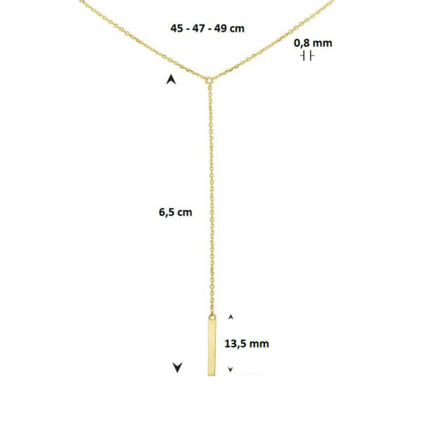 collier balkje 45 - 47 - 49 cm 14K geelgoud - Afbeelding 2