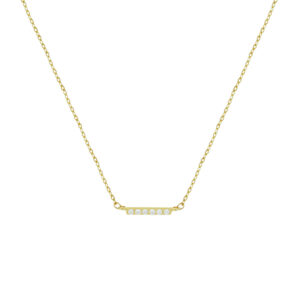 collier balkje zirkonia 41 + 4 cm 14K geelgoud