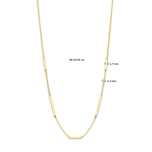collier balkjes 40 – 42 – 44 cm 14K geelgoud - Afbeelding 4