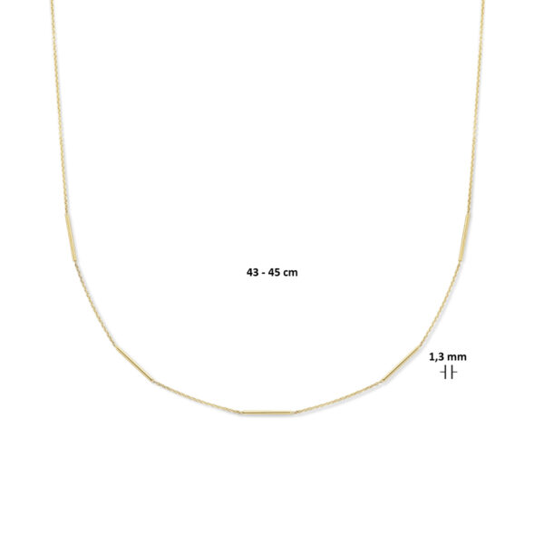 collier balkjes 43 - 45 cm 1,3 mm 14K geelgoud - Afbeelding 4