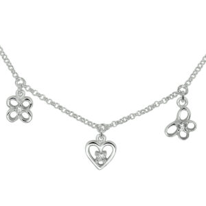 collier bedels zirkonia assortiment 36 + 2 cm zilver wit