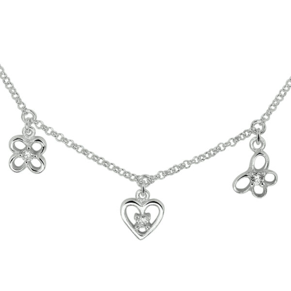 collier bedels zirkonia assortiment 36 + 2 cm zilver wit