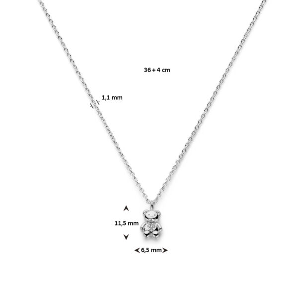 collier beer zirkonia 36 + 4 cm zilver gerhodineerd - Afbeelding 4