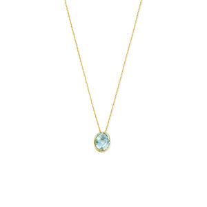 collier blauw topaas 41 - 43 - 45 cm 14K geelgoud