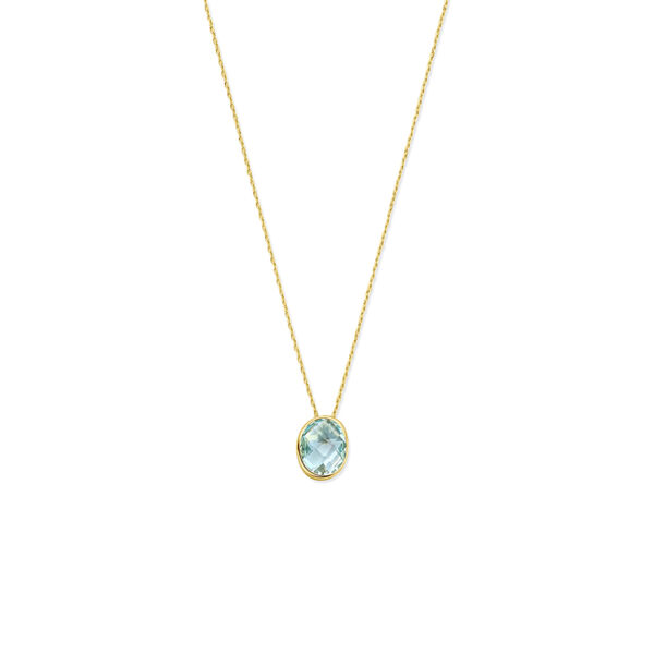 collier blauw topaas 41 - 43 - 45 cm 14K geelgoud