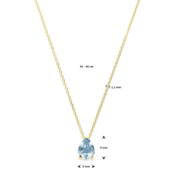 collier blauw topaas 42 – 44 cm 14K geelgoud - Afbeelding 4