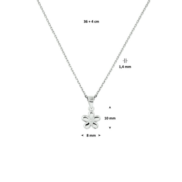 collier bloem 1,1 mm 36 + 4 cm zilver gerhodineerd - Afbeelding 3