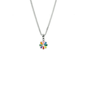 collier bloem 36 + 4 cm zilver gerhodineerd