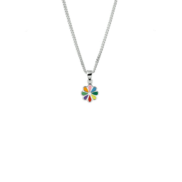 collier bloem 36 + 4 cm zilver gerhodineerd