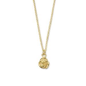 collier bloem 41 + 4 cm zilver verguld (geel)