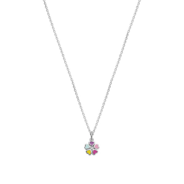 collier bloem zirkonia 36 + 4 cm zilver gerhodineerd