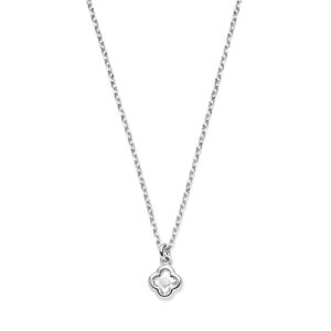 collier bloem zirkonia 41 + 4 cm zilver gerhodineerd