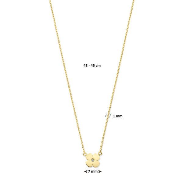 collier bloem zirkonia 43 - 45 cm 14K geelgoud - Afbeelding 4