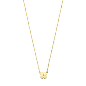 collier bloem zirkonia 43 - 45 cm 14K geelgoud