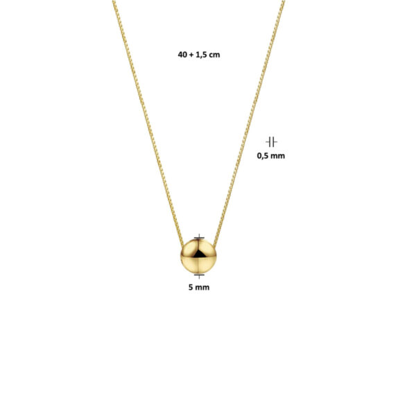 collier bol 0,5 mm 40 + 1,5 cm 14K geelgoud - Afbeelding 4