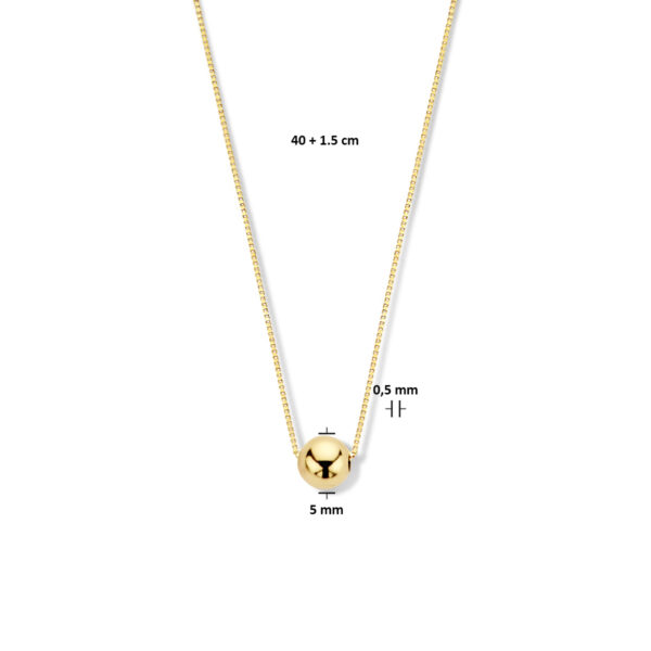 collier bol 0,5 mm 40 + 1,5 cm 14K geelgoud - Afbeelding 5