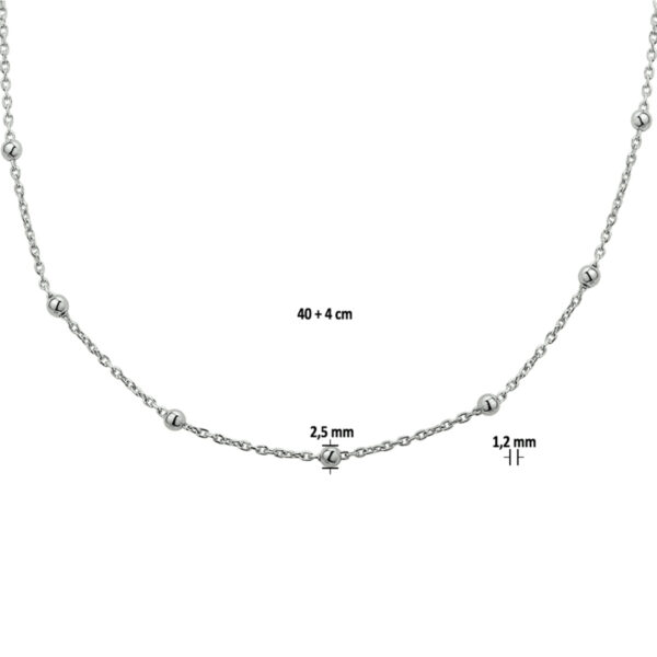 collier bolletjes 1,2 mm 40 + 4 cm zilver gerhodineerd - Afbeelding 2