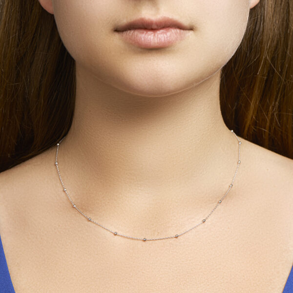 collier bolletjes 2,0 mm 40 + 4 cm zilver gerhodineerd - Afbeelding 2