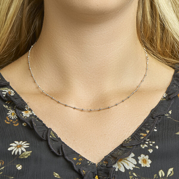 collier bolletjes 2,0 mm 40 + 4 cm zilver gerhodineerd - Afbeelding 2