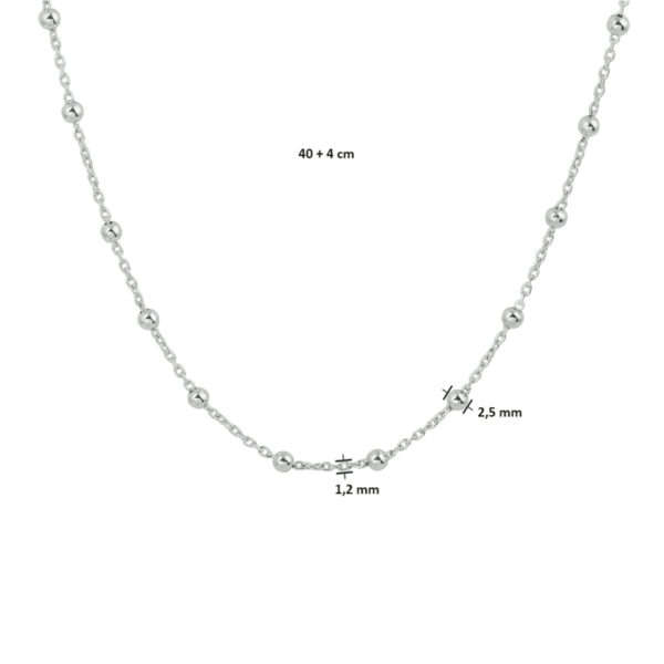 collier bolletjes 2,5 mm 40 + 4 cm zilver gerhodineerd - Afbeelding 4