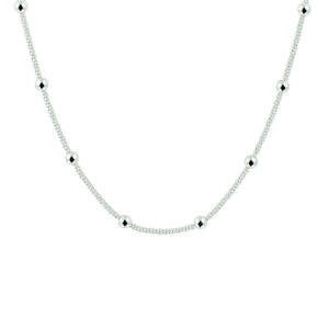 collier bolletjes 3,0 mm 42 + 3 cm zilver wit