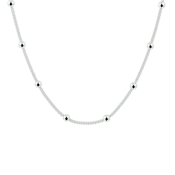 collier bolletjes 3,0 mm 42 + 3 cm zilver wit
