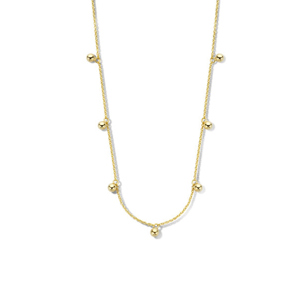 collier bolletjes 40 + 4 cm 1 micron zilver verguld (geel)