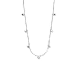 collier bolletjes 40 + 4 cm zilver gerhodineerd