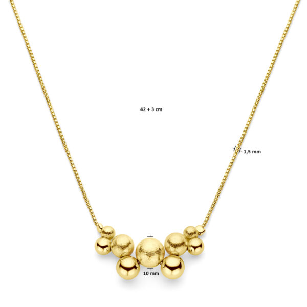 collier bolletjes 42 + 3 cm 3 micron zilver verguld (geel) - Afbeelding 4