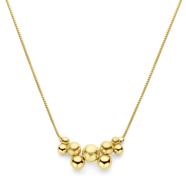 collier bolletjes 42 + 3 cm 3 micron zilver verguld (geel)