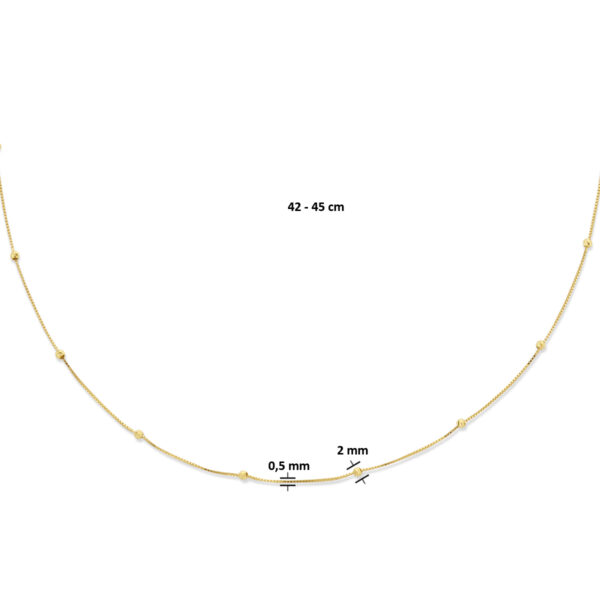 collier bolletjes gediamanteerd 0,5 mm 42 - 45 cm 14K geelgoud - Afbeelding 4