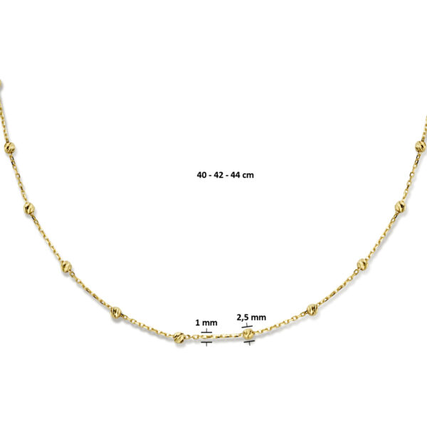 collier bolletjes gediamanteerd 2,5 mm  40 - 42 - 44 cm 14K geelgoud - Afbeelding 4