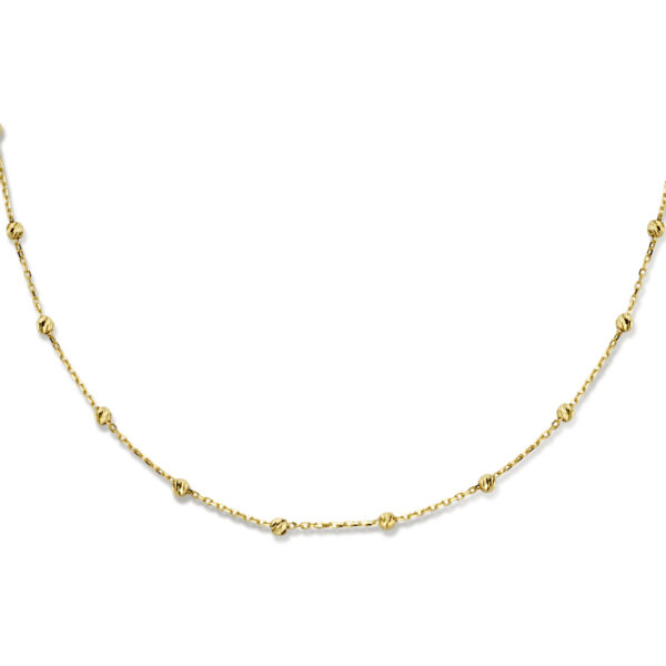 collier bolletjes gediamanteerd 2,5 mm  40 - 42 - 44 cm 14K geelgoud