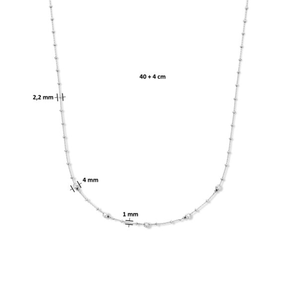 collier bolletjes gediamanteerd 4,0 mm 40 + 4 cm zilver gerhodineerd - Afbeelding 4