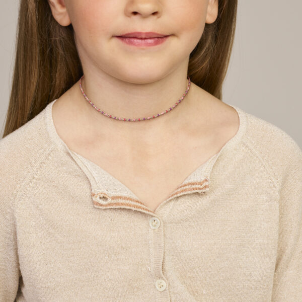 collier bolletjes gekleurd emaille 36 + 4 cm zilver gerhodineerd - Afbeelding 2