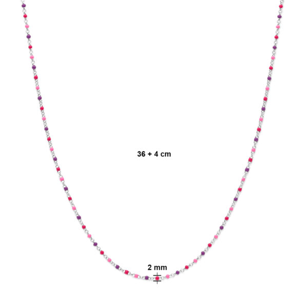 collier bolletjes gekleurd emaille 36 + 4 cm zilver gerhodineerd - Afbeelding 4