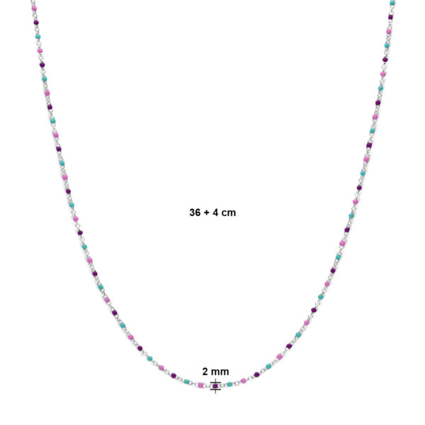 collier bolletjes gekleurd emaille 36 + 4 cm zilver gerhodineerd - Afbeelding 4